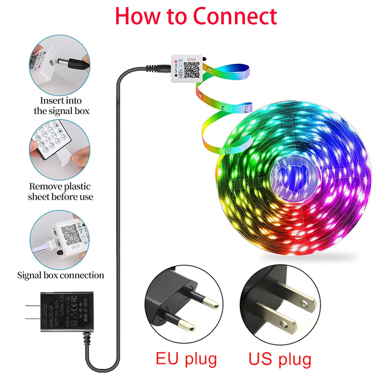 Led Lights for Room Music Sync RGB Led Strip Lights 10m 20m 30m Flexible Ribbon for Room Bedroom Decor TV Backlights